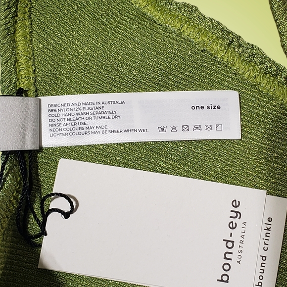BOND-EYE Malibu Bikini Set Swimsuit Bound Crinkle ONE SIZE Citron Shimmer NWT 🌞 - Picture 4 of 4